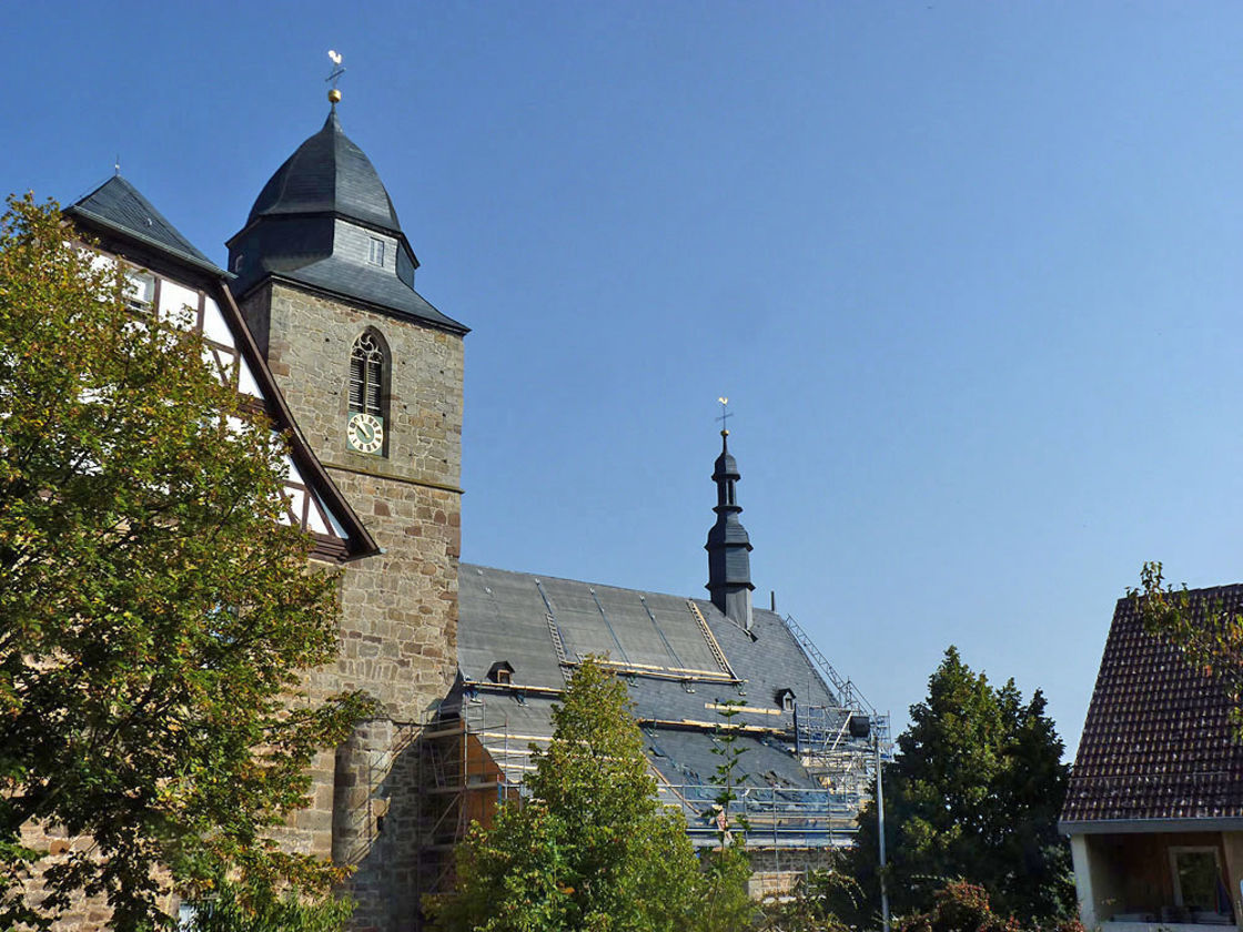 Gerüstabbau am Türmchen (Foto: Karl-Franz Thiede)